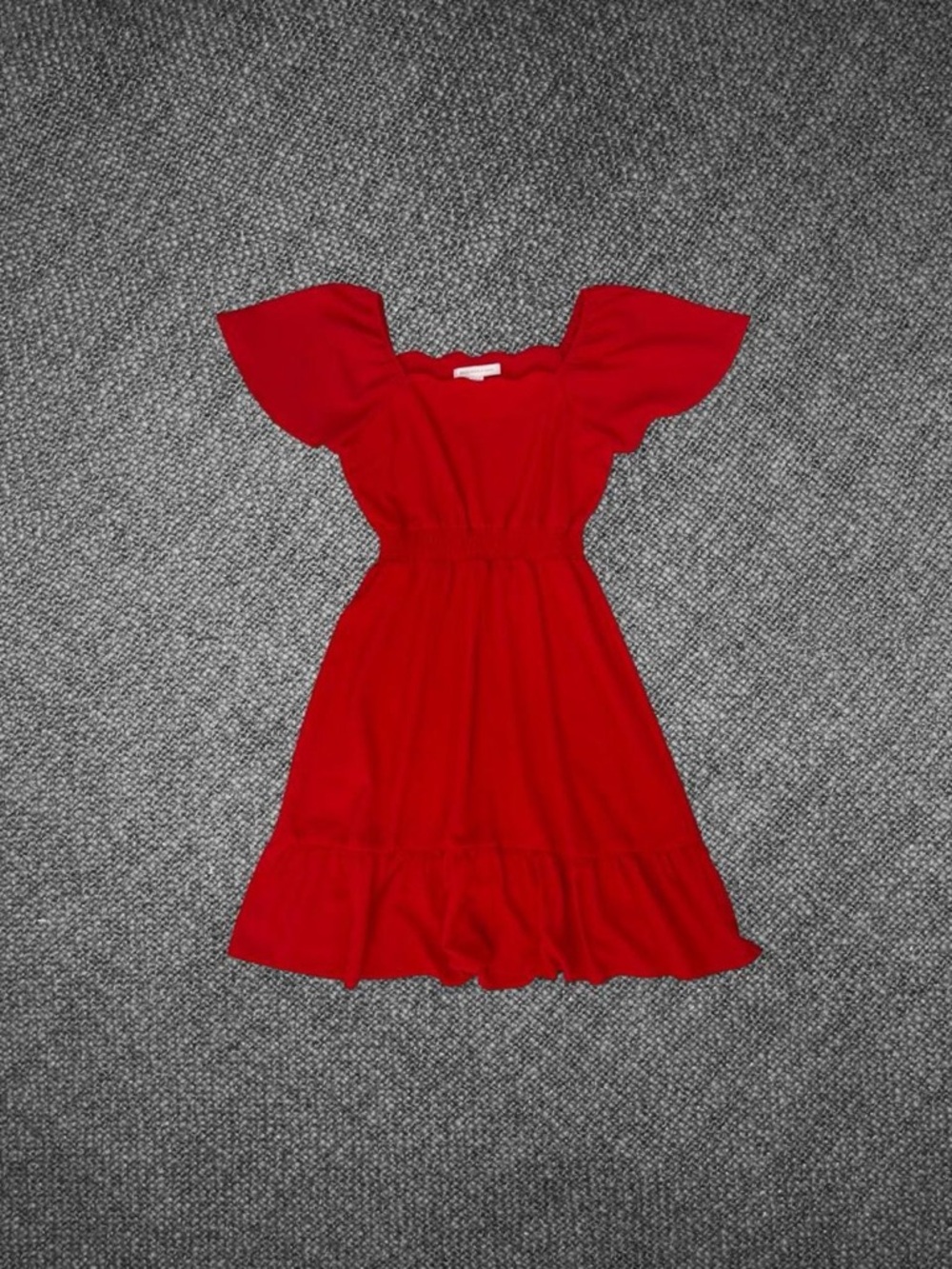 Monteau Red Flutter Sleeve Scallop Neck Dress Size Small